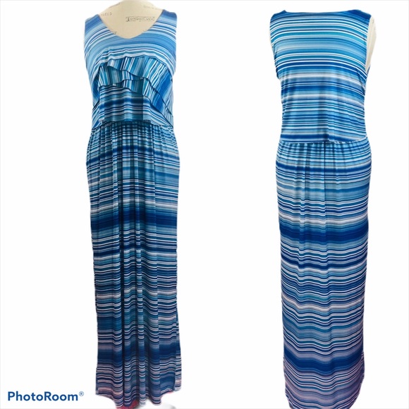 OneWorld Multi Blue Maxi Dress - Picture 4 of 8